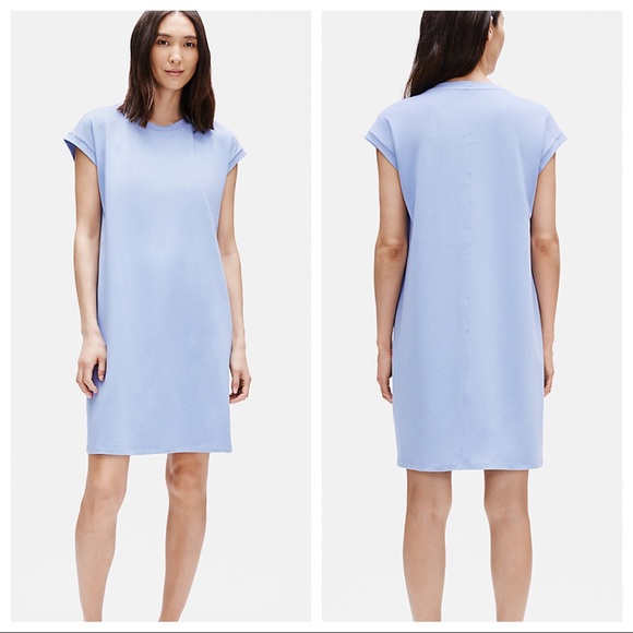 Eileen Fisher Dresses & Skirts - Eileen Fisher Organic Cotton Blend Tee Shirt Dress in Periwinkle Powder …